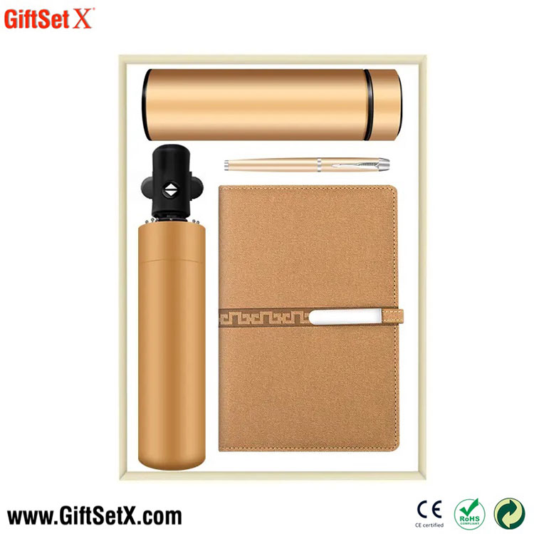 Umbrella Vacuum Flask Pen Notebook Business lahjasetti